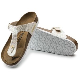 Birkenstock - holographic white snake skin print